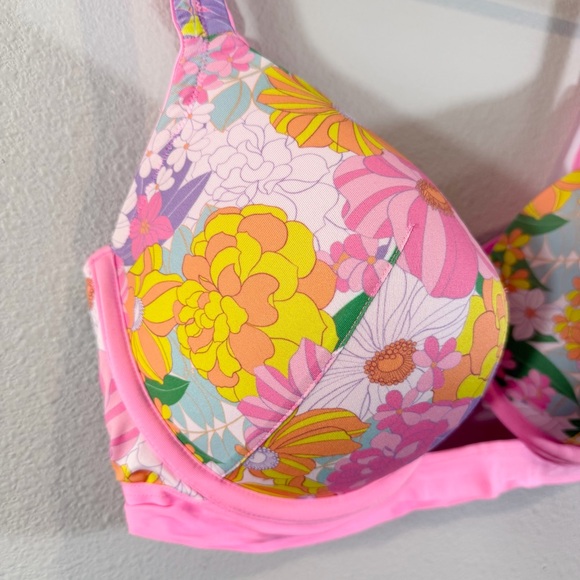 Lane Bryant Cacique Boost Balconette Bra 42DDD White Pink Floral Underwired - Picture 4 of 14